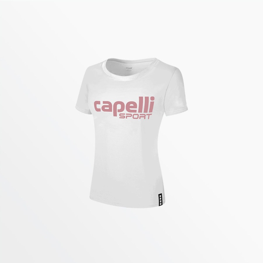 Frauen Capelli Sport | Damen-T-Shirt Mit U-Ausschnitt Und Ubergrosem Logo In Der Mitte